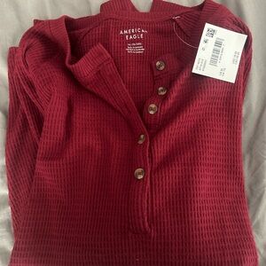 NWT American Eagle Red Henley Top